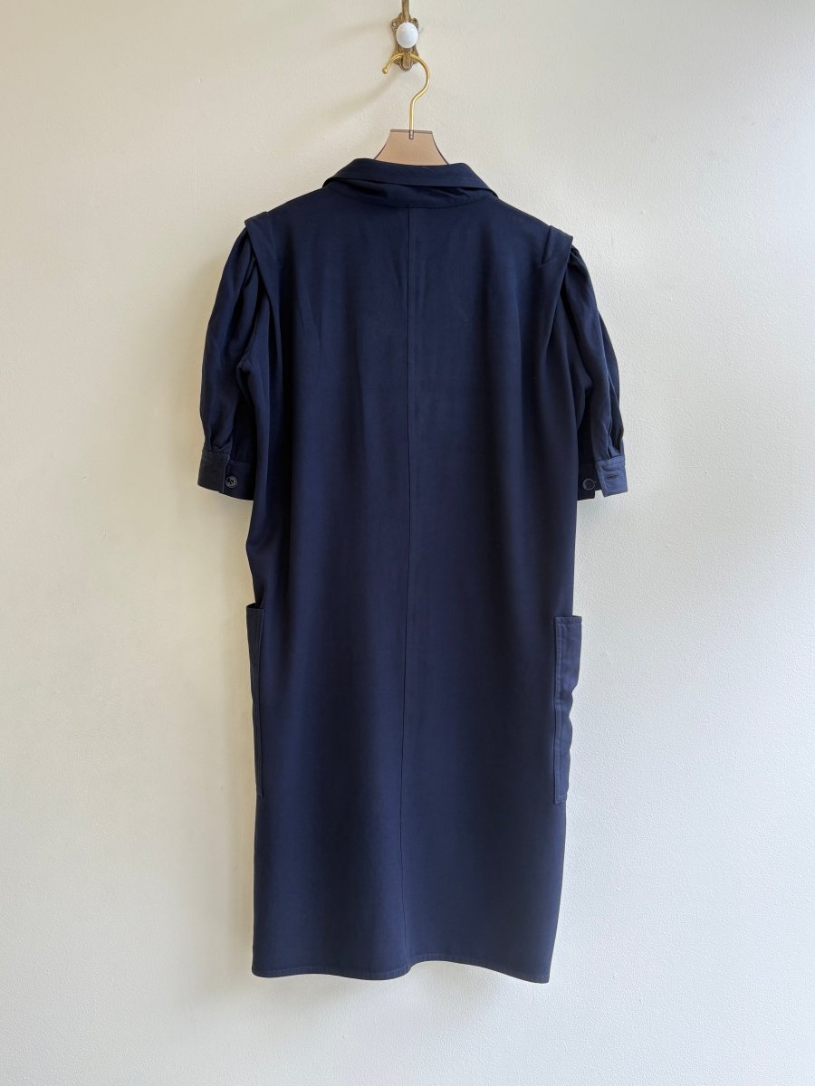 Ungaro | Navy Sack Dress w/ Puff Sleeve (Vintage) - Made X Hudson
