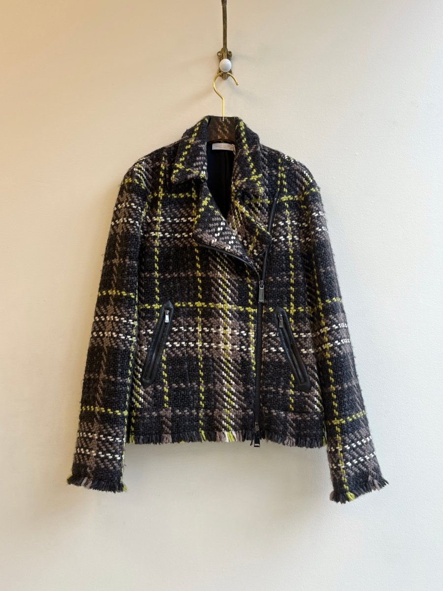 Ramy Brook | Greyscale Fringed Plaid Coat - Made X Hudson