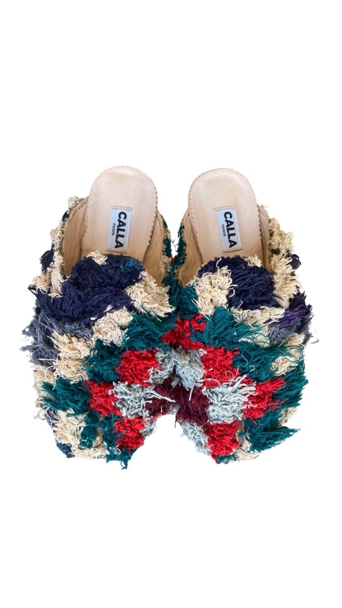 Tabi Babouche “Laily” Split Toe Flats In Colors Checkered Teal, Red, Cream, Grey, Mauve (Size 41) - Made X Hudson