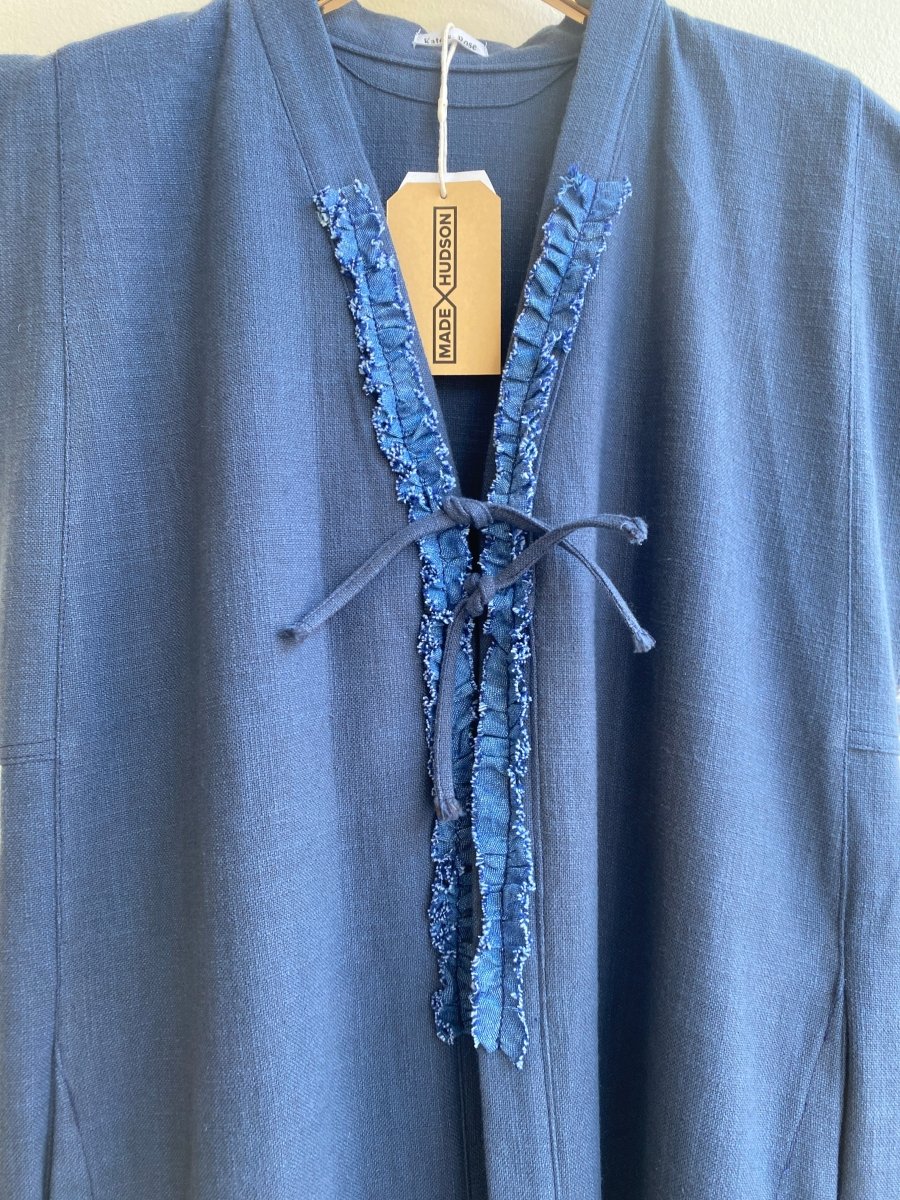 Zero Waste Blue Caftan Duster / Long Vest - Made X Hudson