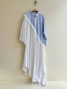 Asymmetric Shirtwaist Dress in Blue & Navy Plaid & White (Reworked) - Made X Hudson