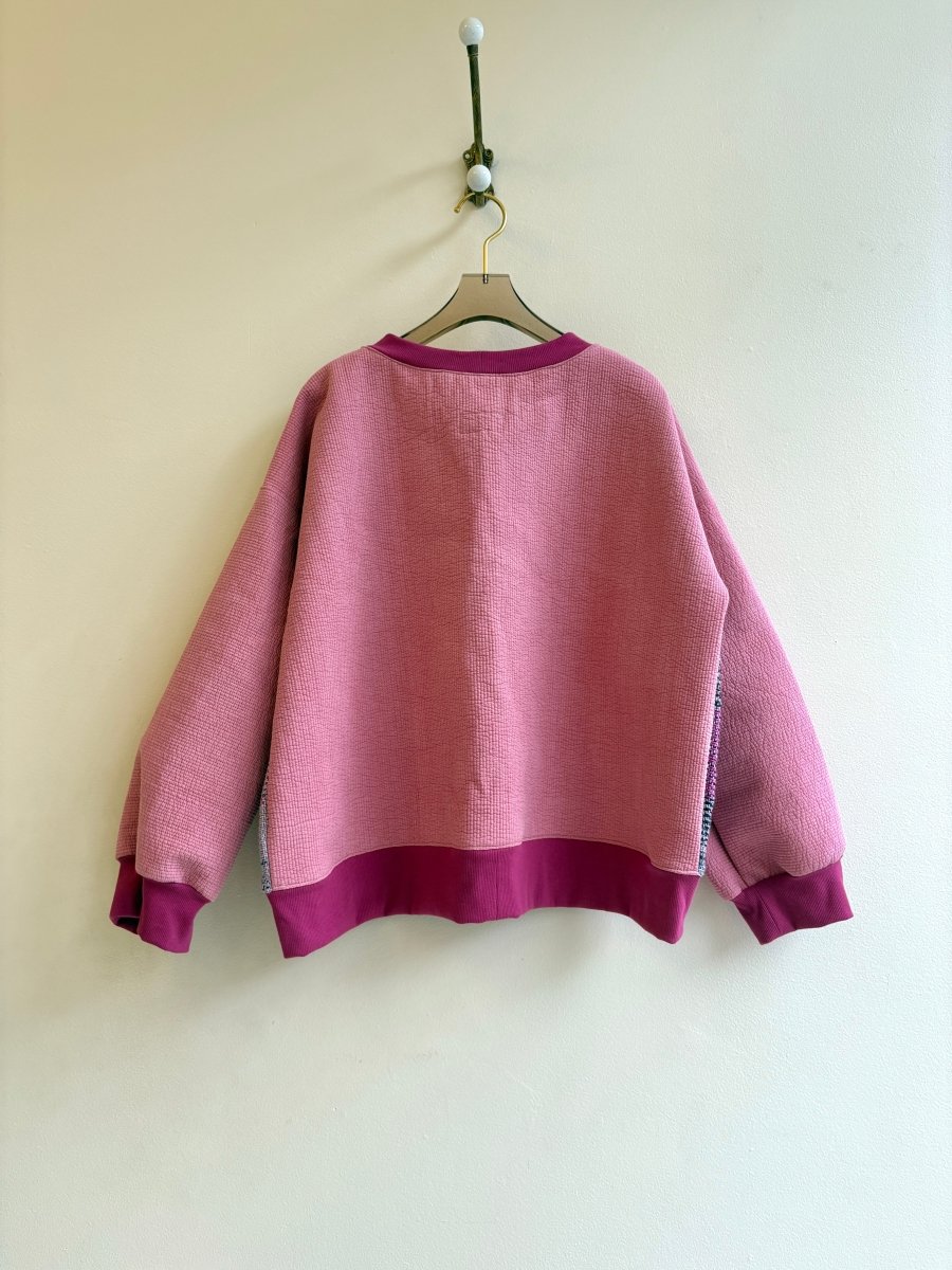 Bubble Gum Pink Handwoven Quilted Sweater - Made X Hudson