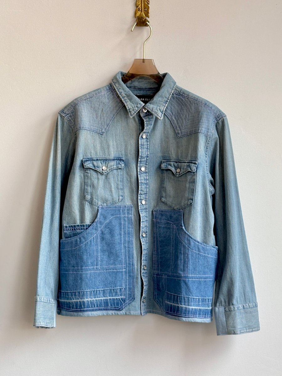 Lavender Top - Stitch Multi - Pocket Denim Shirtjacket (Reworked) - Made X Hudson