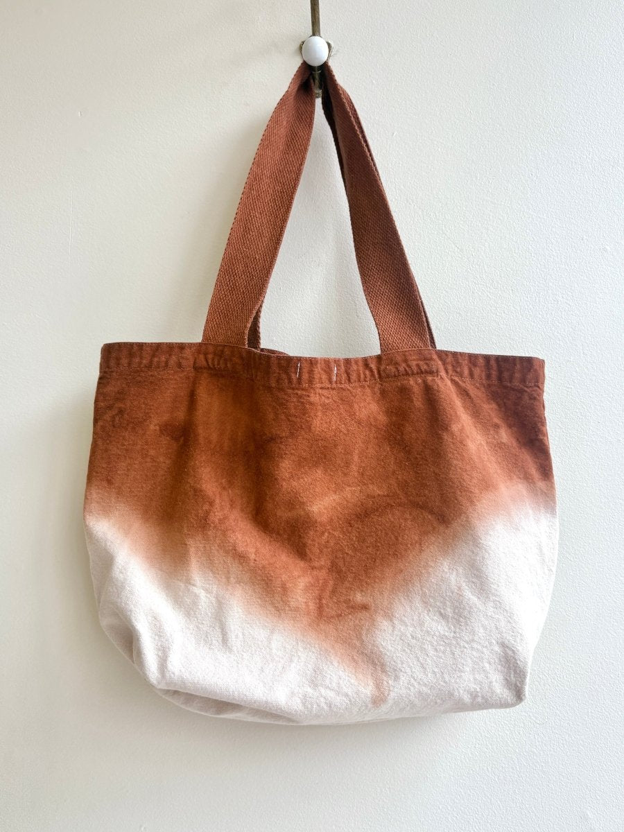 Organic Cotton Hand Dyed Tote | Ombre Rust w/ Red, Forest & Brown (Reworked) - Made X Hudson