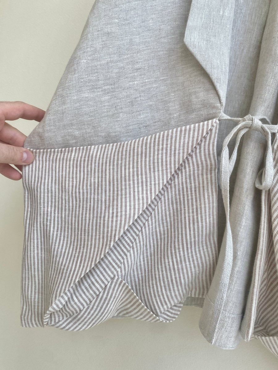 Linen Chore Jacket w/ Mini - Stripe Patch Pockets - Made X Hudson