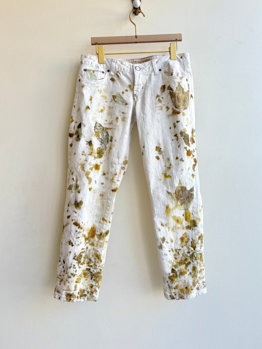 Yellow Eco Printed & Hand Drawn Pants (Reworked) - Made X Hudson