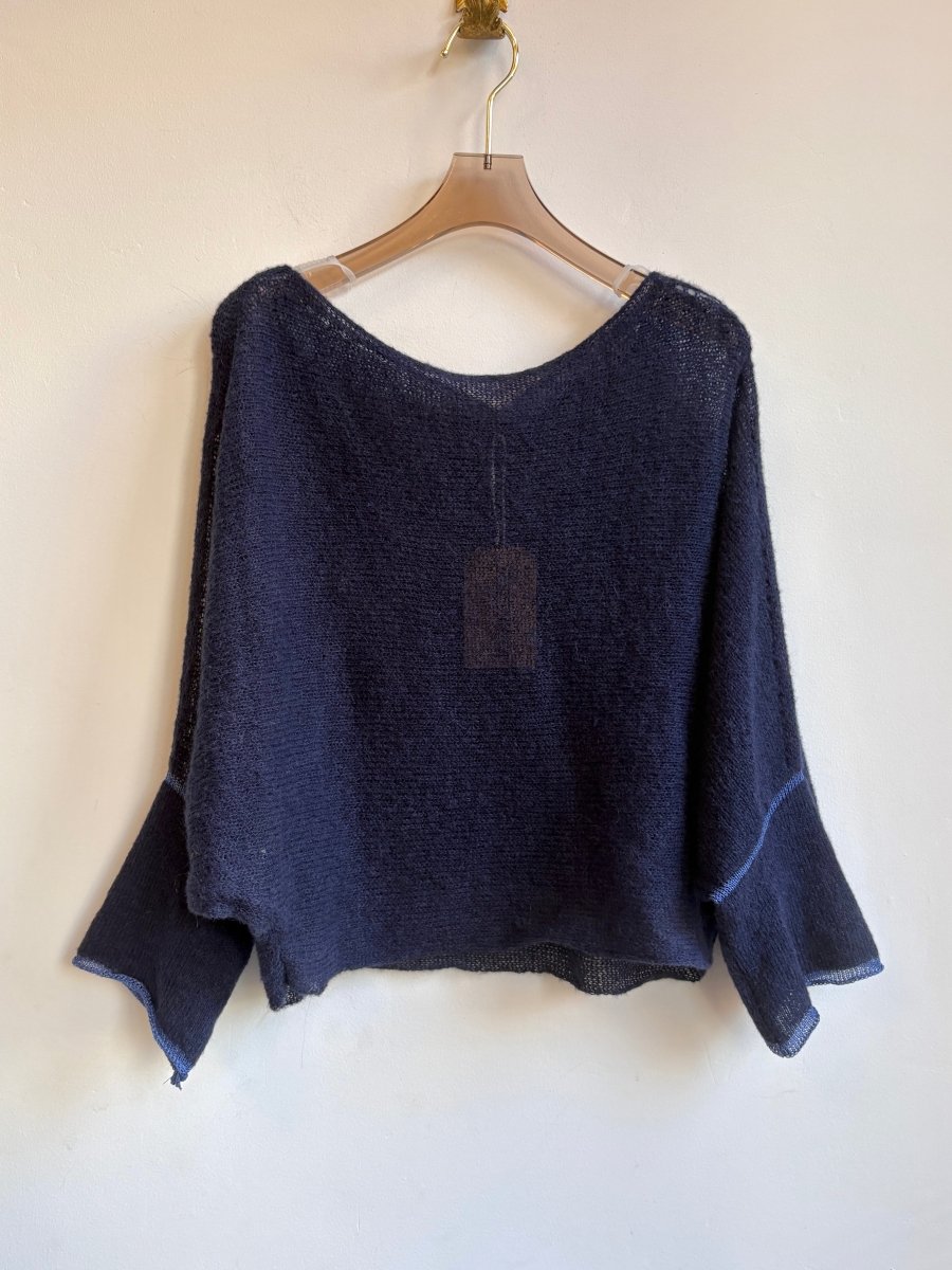 Navy | Batwing Alpaca Silk Sweater - Made X Hudson