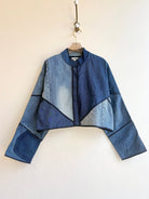 “Zain” Kaira Upcycled Patchwork Denim Cropped Jacket - Made X Hudson