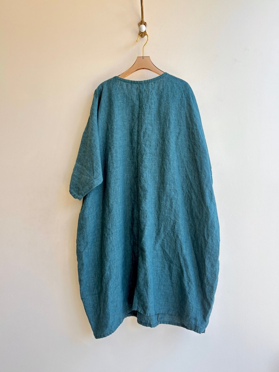 Mallard Peacock Blue Linen Gallery Dress - Made X Hudson