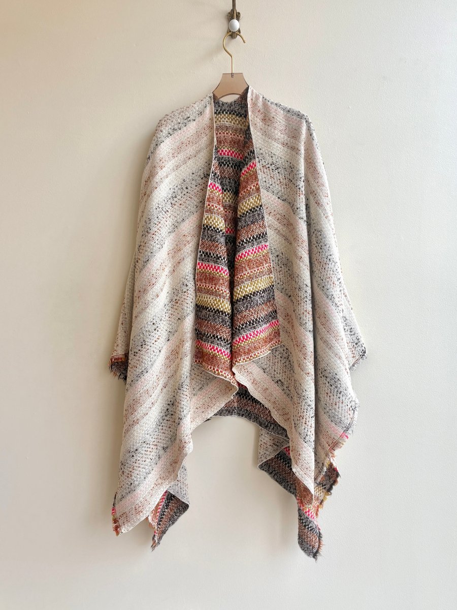 Ochre, Brown, Red, Burnt Orange Stripe Zero - Waste Reversible Cape - Made X Hudson