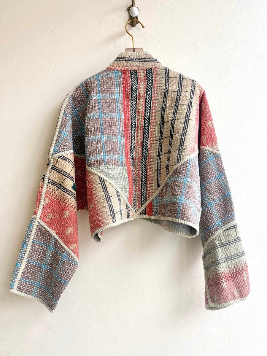 Reversible Kaira Quilted Cropped Jacket in Colors Peach, Latte, Sky Blue, Light Green & Dusty Lavender, Ruby, Tangerine - Made X Hudson