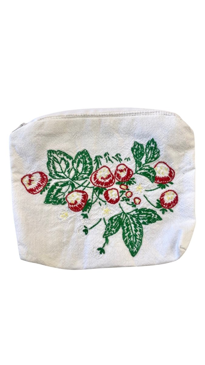 Embroidered Zipper Pouch (Strawberry) - Made X Hudson