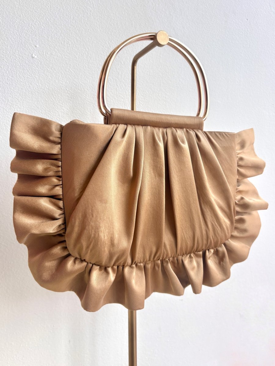 Gold Charmeuse Gathered Minnie Ruffle Bag - Made X Hudson