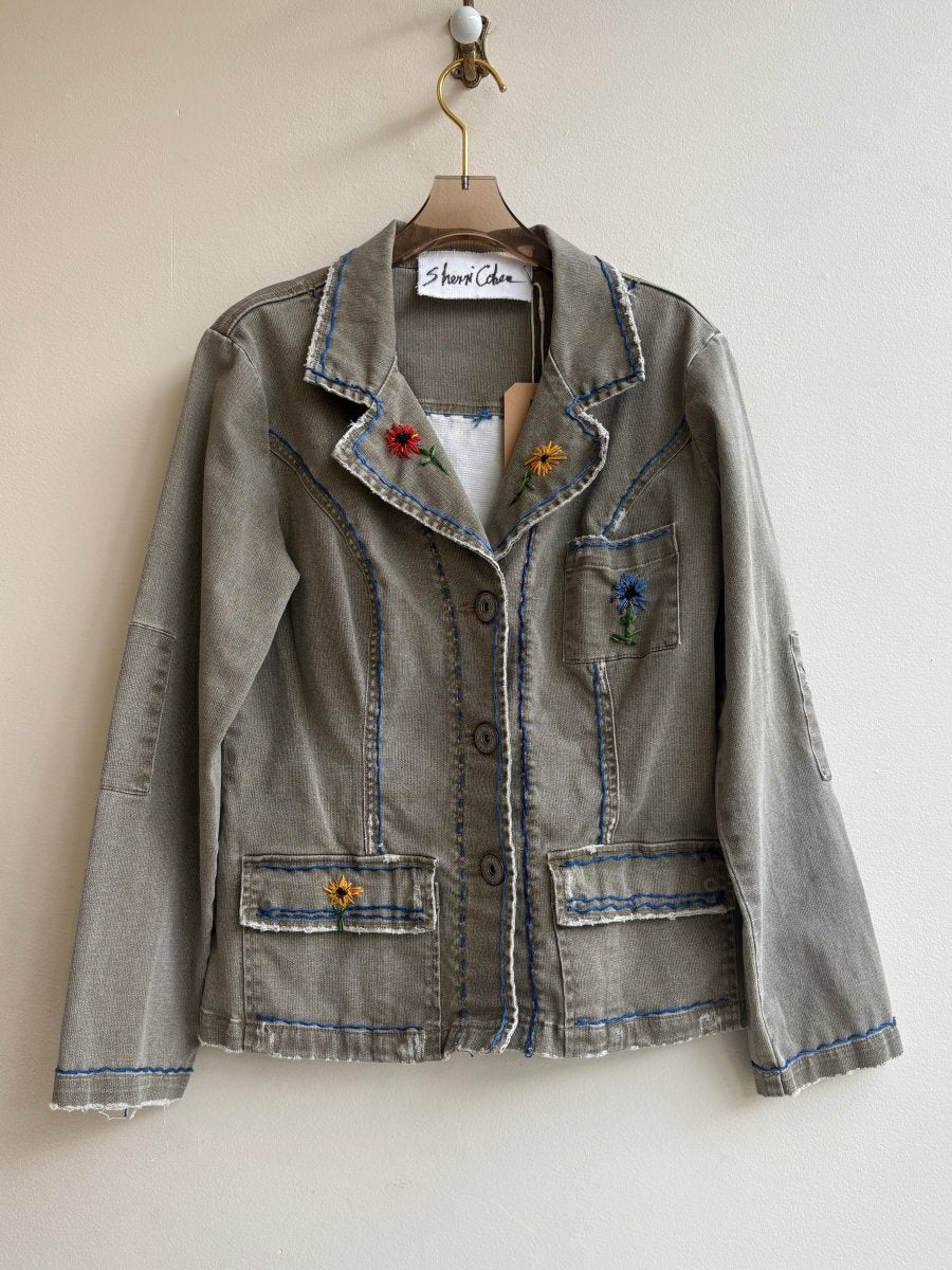 Slate Daisy Trio Stitched Denim Blazer (Reworked) - Made X Hudson