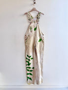 Walnut Dyed Overalls with Green Vines Hand Painted (Reworked) - Made X Hudson