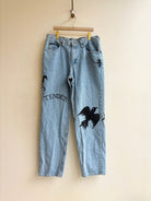 Tender Folk Motif Light Wash Jeans | Hand Painted (Reworked) - Made X Hudson