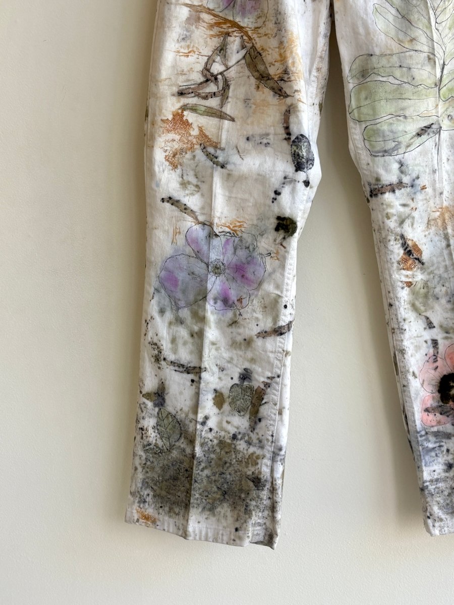 Orange, Violet & Olive Eco Printed & Hand Drawn Wide Leg Pants (Reworked) - Made X Hudson