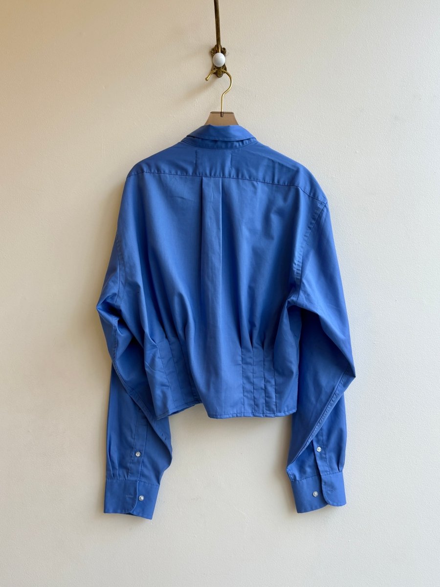 The Kevin Top | Polished Blue Top w/ Gathered Waist (Reworked) - Made X Hudson