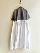 Empire Shirtwaist Dress in Grey & Navy Stripe & White (Reworked) - Made X Hudson