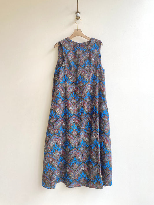 Blue Moroccan Inspired Print Chore Dress