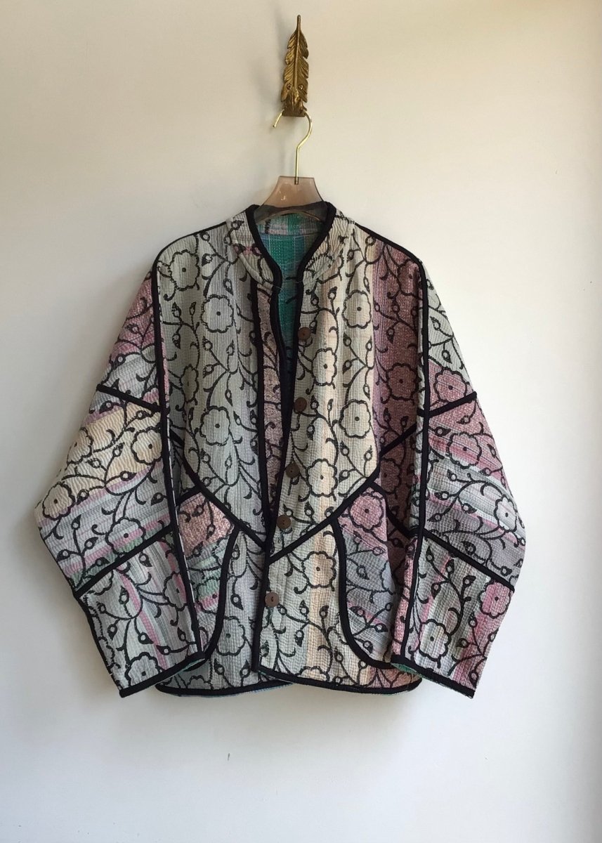 Reversible Ladhiya Quilted Jacket in Colors Teal, Blue, Cream, Black & Cream, Lavender, Blush, Black - Made X Hudson