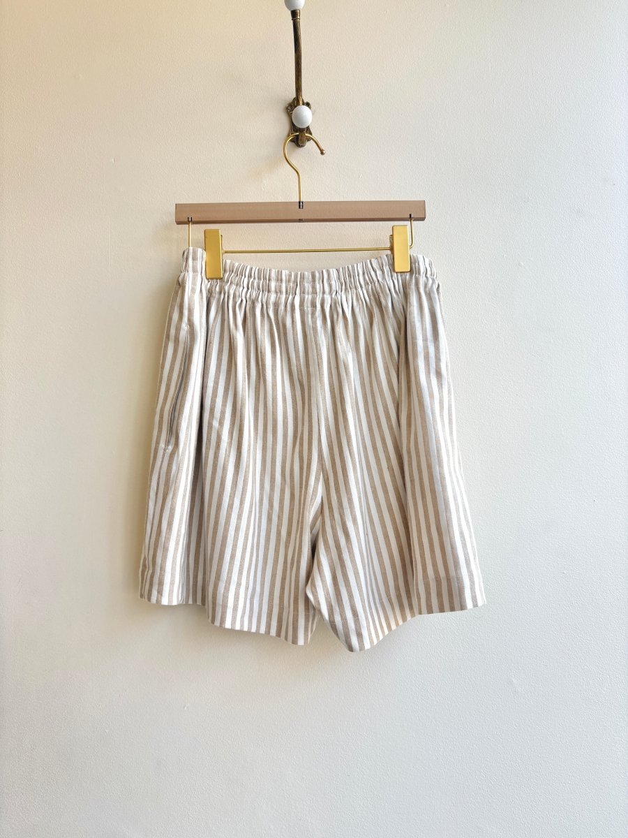 Brown & White Stripe Town Shorts - Made X Hudson