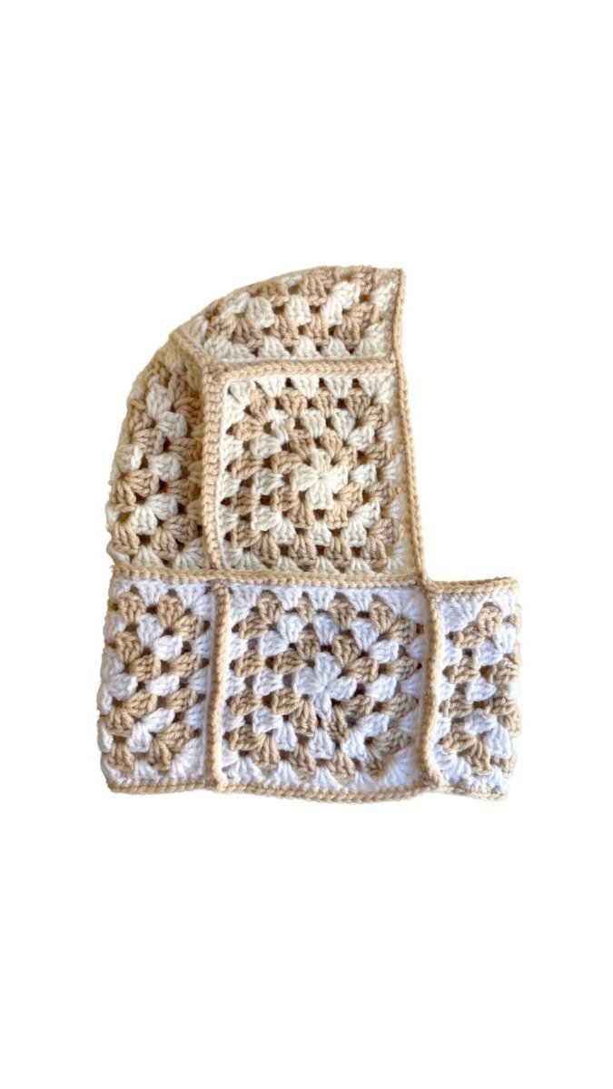 Tan, Ivory & White Hand Crochet Balaclava - Made X Hudson