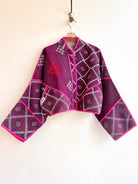 Reversible Kaira Quilted Cropped Jacket in Colors Eggplant, Pink, Cream & Red, Cream, Purple, Yellow - Made X Hudson