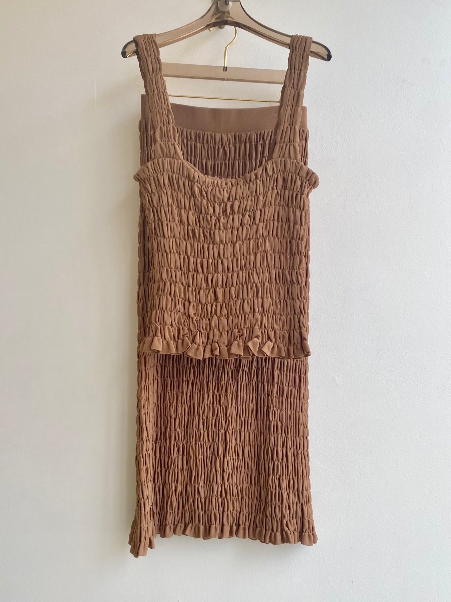 Malene Birger | Set Piece | Brown Smocked Skirt (Vintage) - Made X Hudson