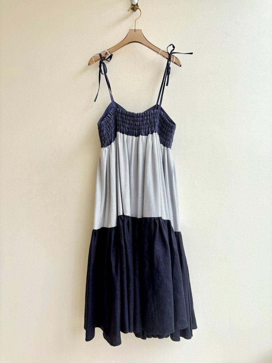 Fitted Navy Blue Tiered Dress - Made X Hudson