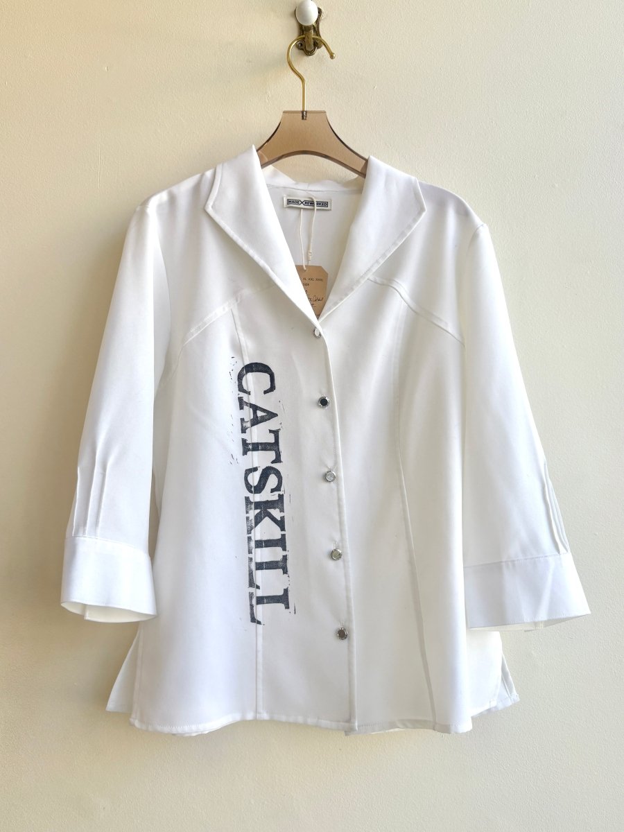 “Suzanne” White Catskill Print Vintage Shirt (Reworked) - Made X Hudson