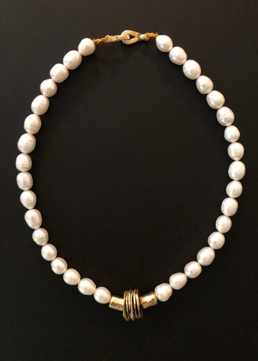 Collana Necklace | Freshwater Pearls & Brass Beads - Made X Hudson