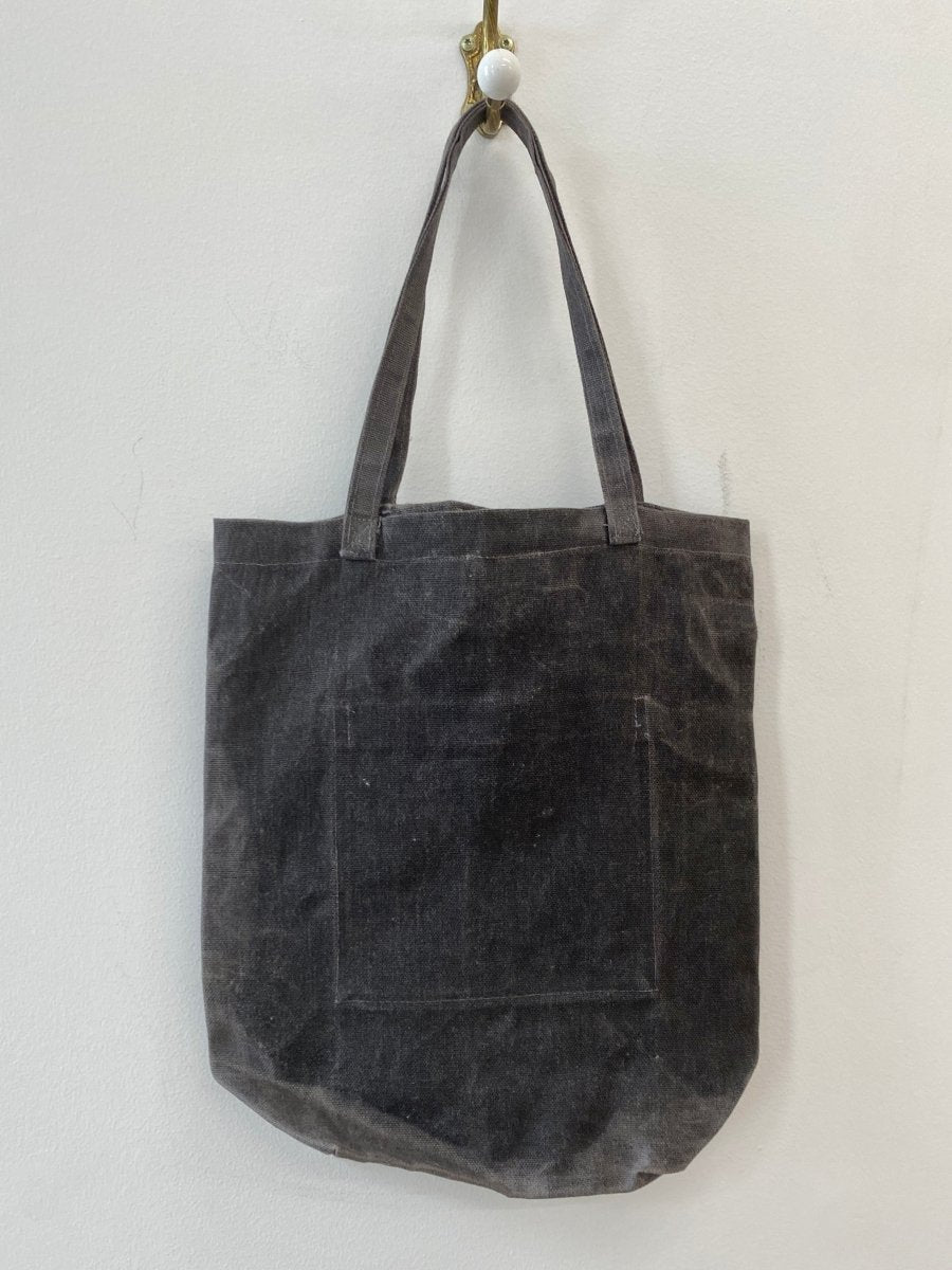 Gray Cotton Tote Bag w/ Embroidered Robots - Made X Hudson