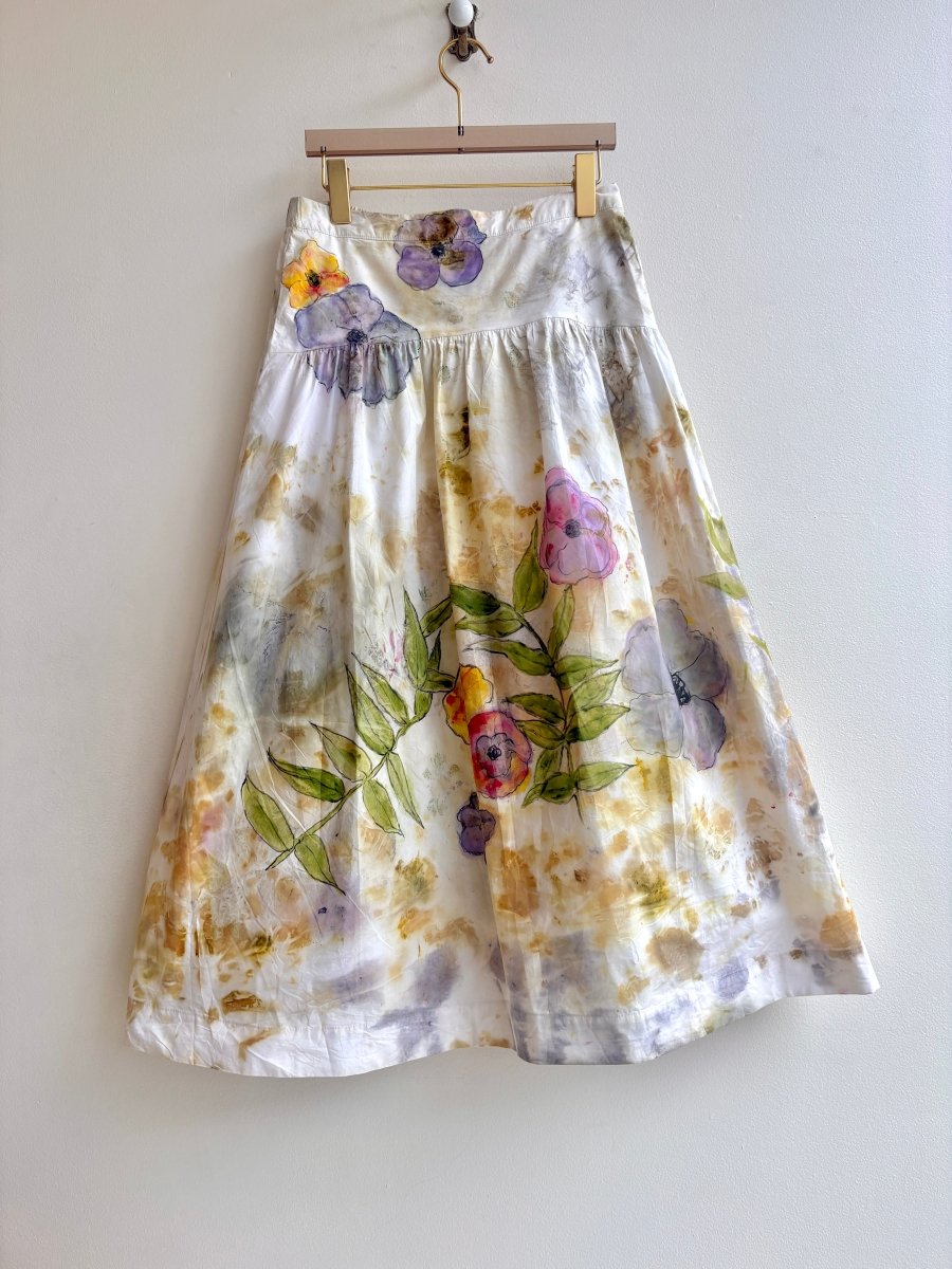 "Delphi" Citron Eco-Printed and Hand Painted Bell Skirt (Reworked) - Made X Hudson