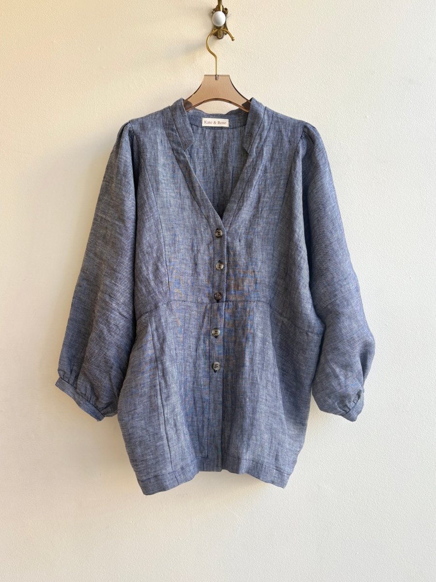 Chambray Zero - Waste Button - Front Blouse - Made X Hudson