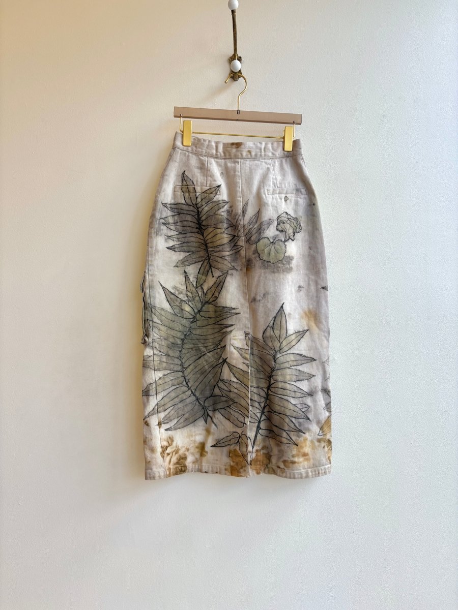 Orange and Blue Denim Long Eco - Printed & Hand Drawn Skirt (Reworked) - Made X Hudson