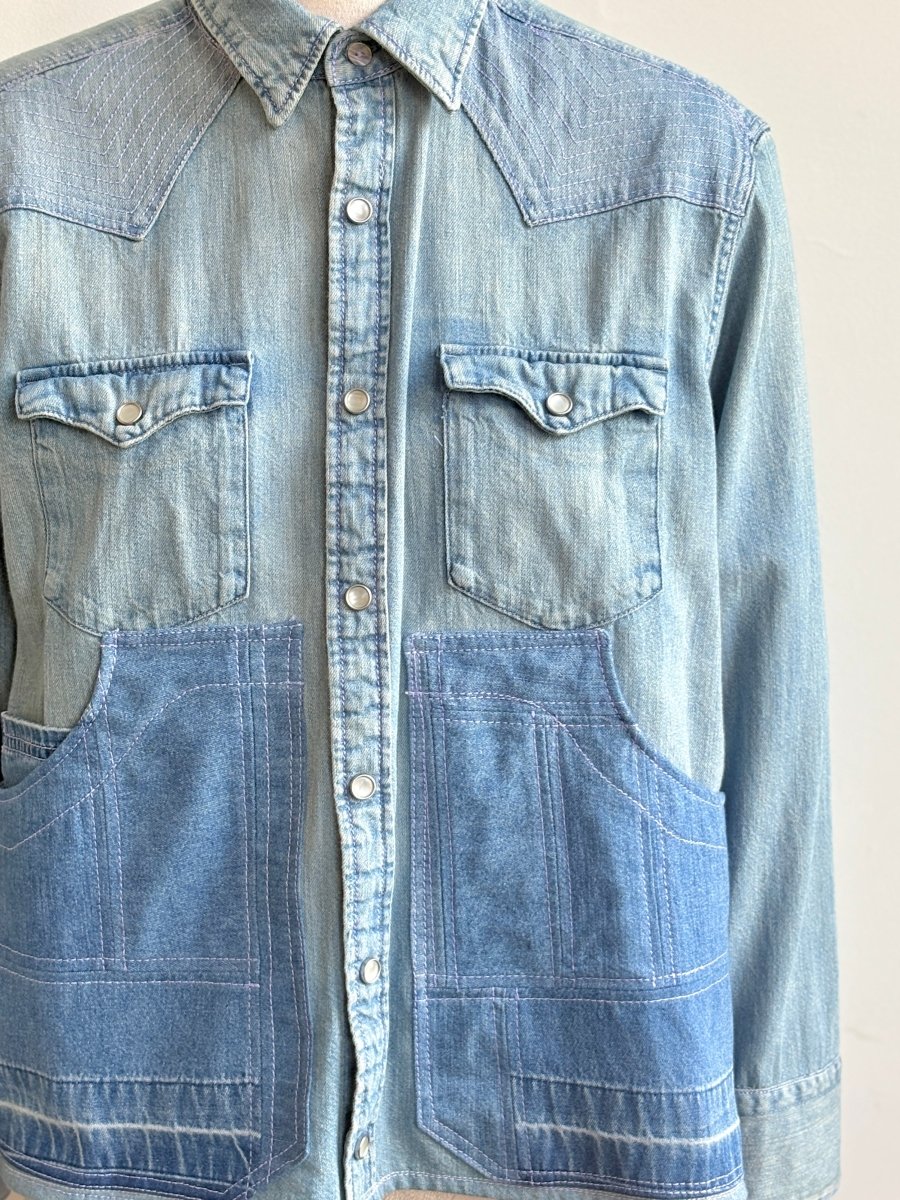 Lavender Top - Stitch Multi - Pocket Denim Shirtjacket (Reworked) - Made X Hudson