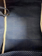 Mini Cross - Body Duffel Bag in Navy Hemp Cotton and Woven Grid Pattern w/ Brown Webbing - Made X Hudson