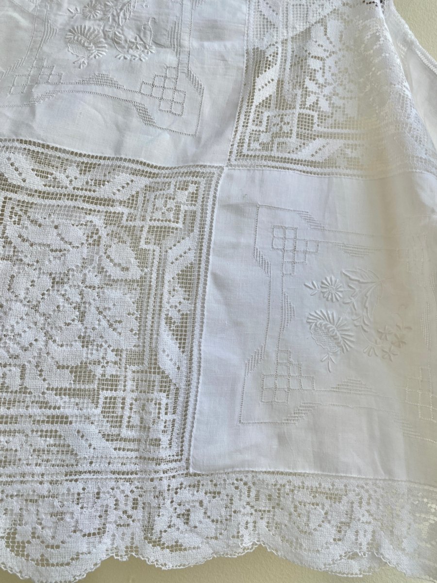 Lace & Linen Embroidered Box Top - Made X Hudson