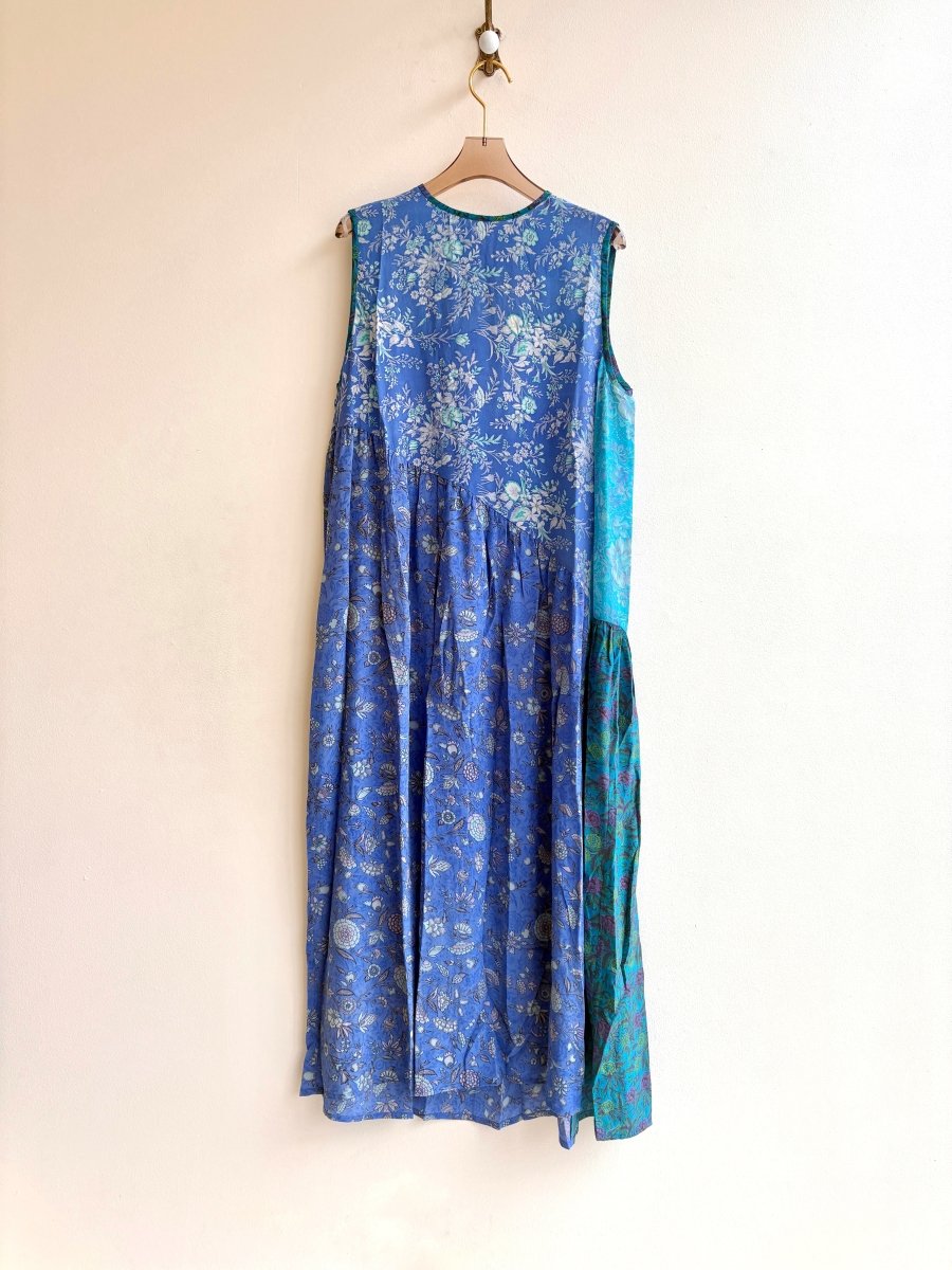 Anan Long Dress, Upcycled Silk in Colors Cornflower, Cyan, Mist Grey, Plum - Made X Hudson