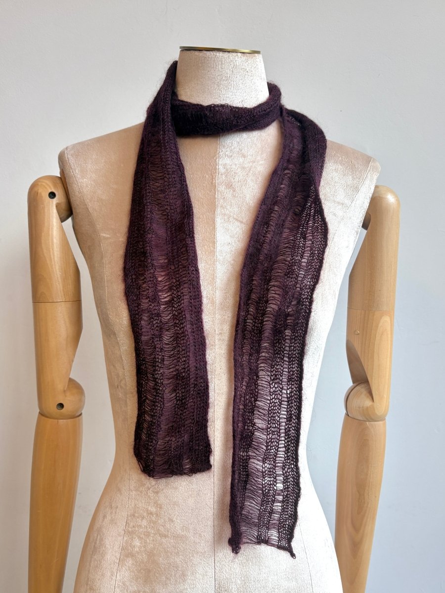 Wine | Mohair Skinny Scarf - Made X Hudson