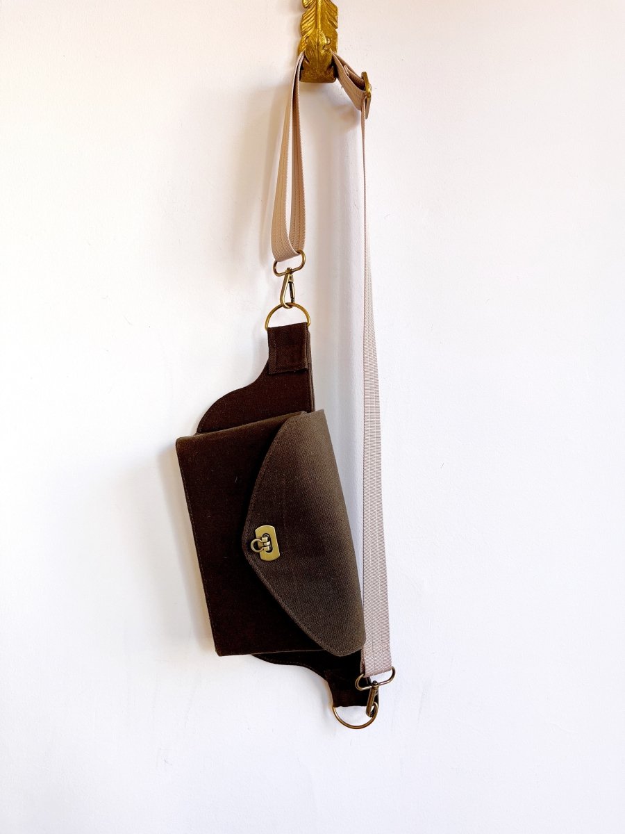 Cross - Body Bag in Moss Hemp - Cotton Canvas w/ Nylon Strap - Made X Hudson