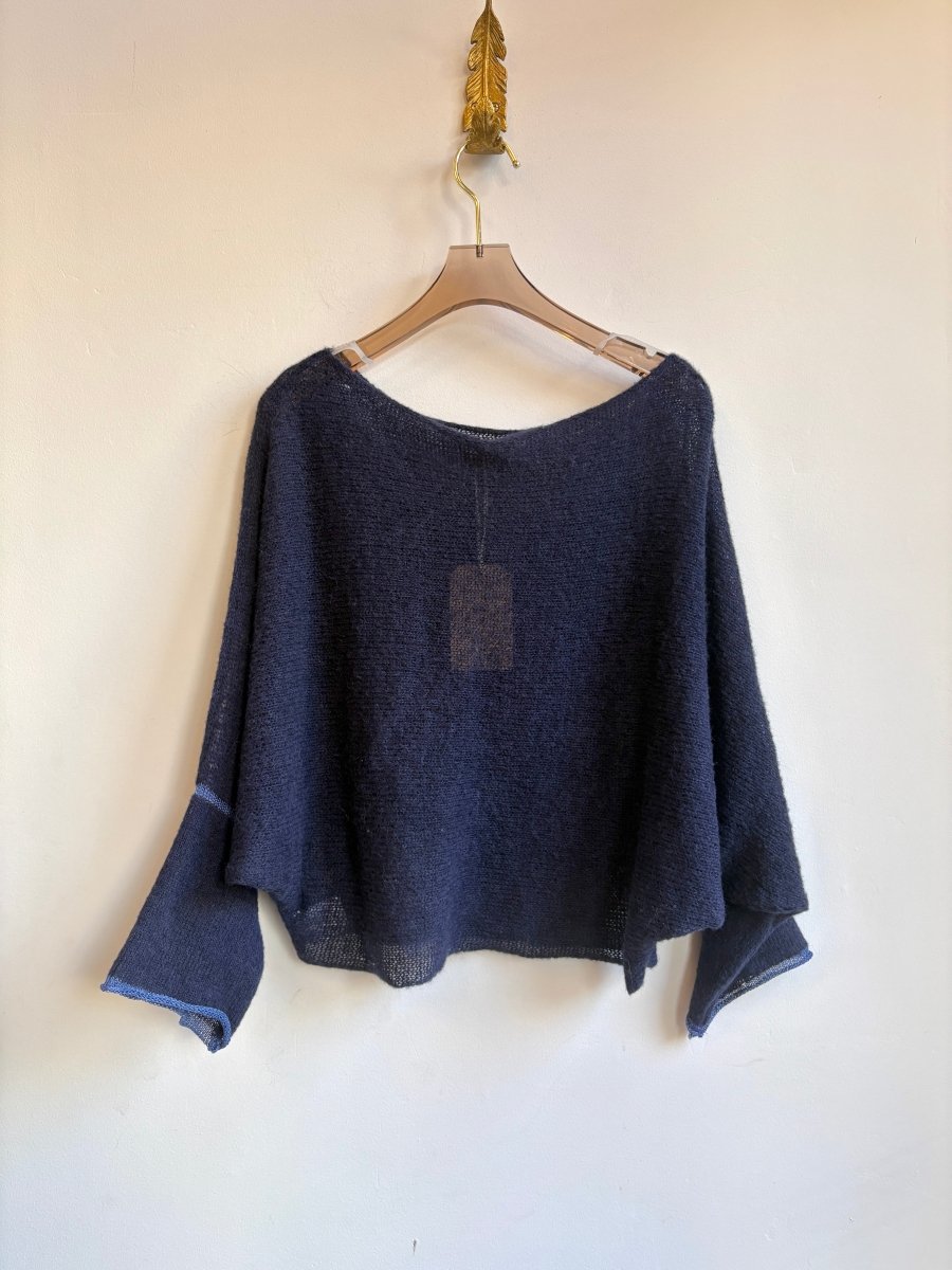Navy | Batwing Alpaca Silk Sweater - Made X Hudson