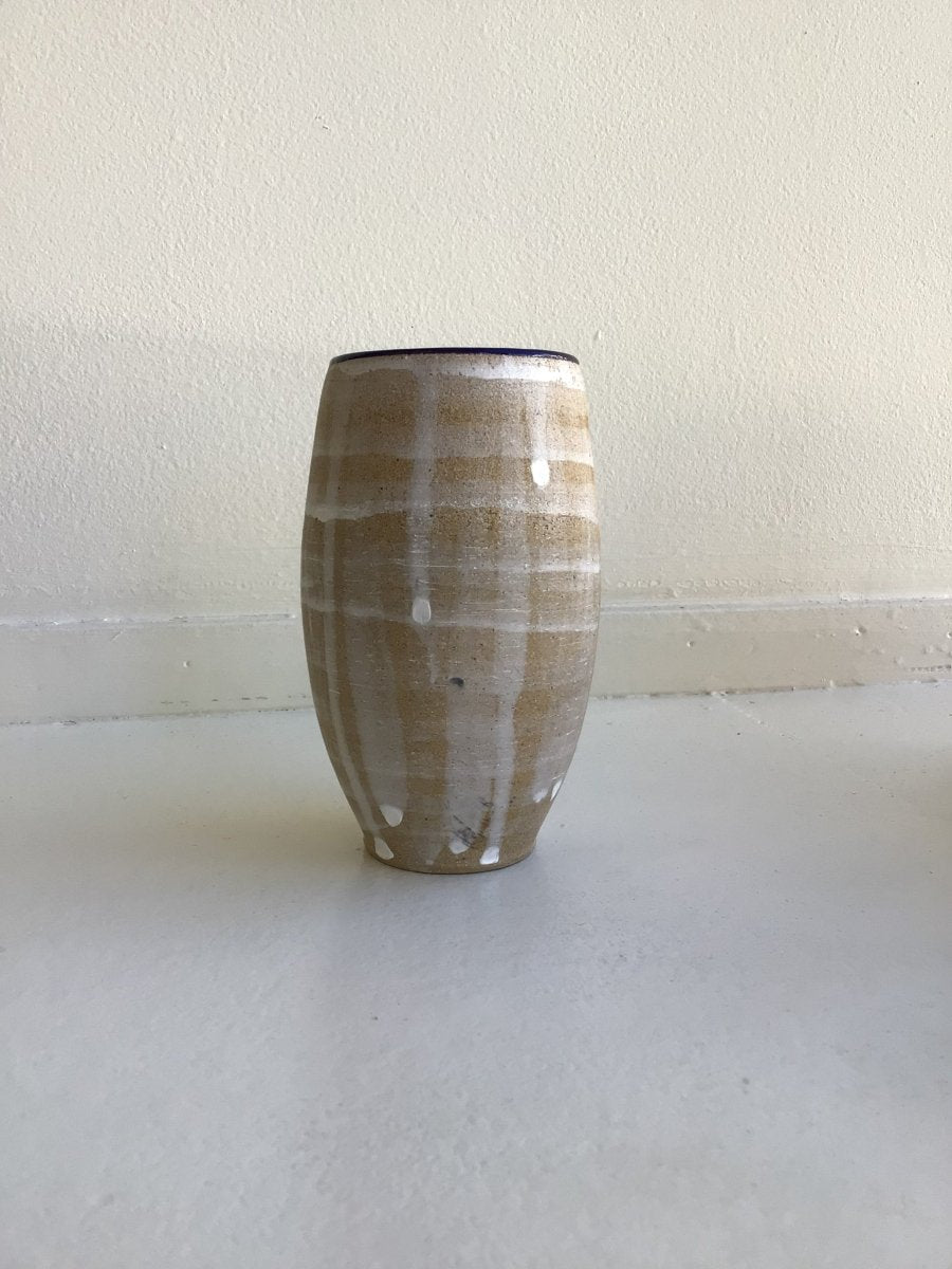 Drip with Navy Glazed Interior Decorative Vase 1 - Made X Hudson