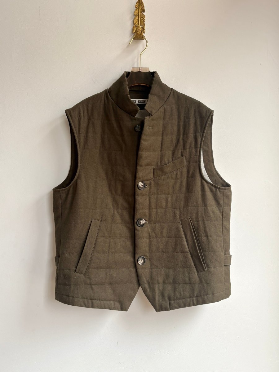 Quilted Olive Hemp - Cotton Vest w/ Cotton Lining - Made X Hudson