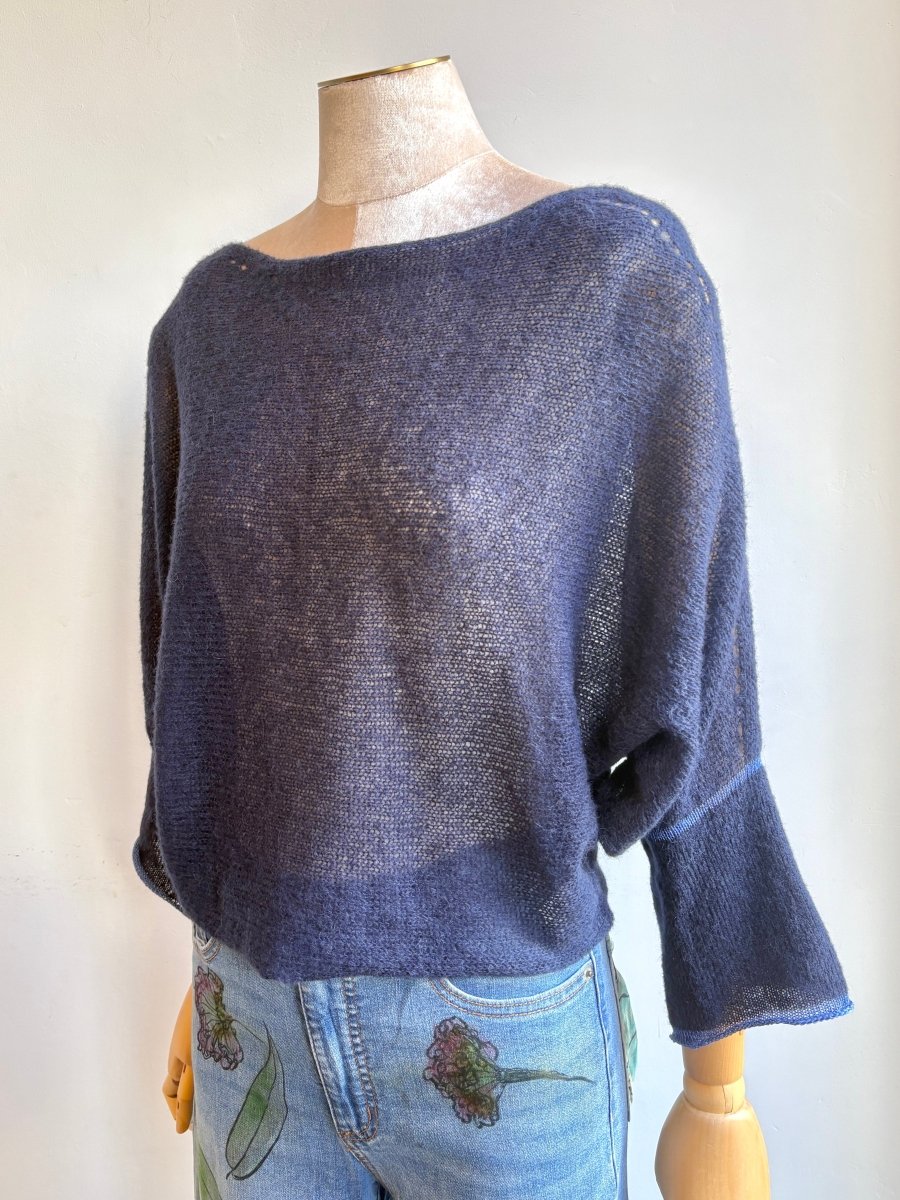 Navy | Batwing Alpaca Silk Sweater - Made X Hudson