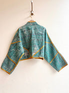 Reversible Kaira Quilted Cropped Jacket in Colors Aqua Teal, Cherry Blossom, Lavender, Ocher Yellow & Royal Purple, Baby Pink, Cream - Made X Hudson