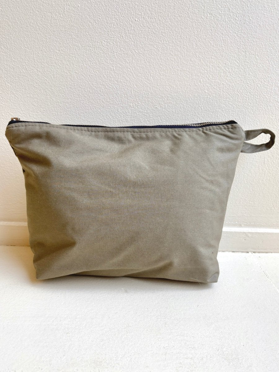 Grey Trench Coat Travel Pouch w/ Button Hole (Reworked) - Made X Hudson