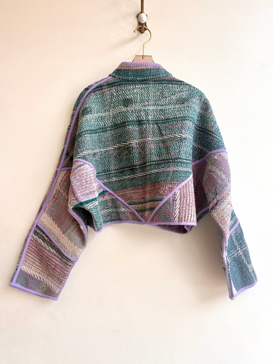 Reversible Kaira Quilted Cropped Jacket in Colors Emerald, Rose Petal, Cream, Lilac & Rosewood, Soft Teal, Stone Blue - Made X Hudson