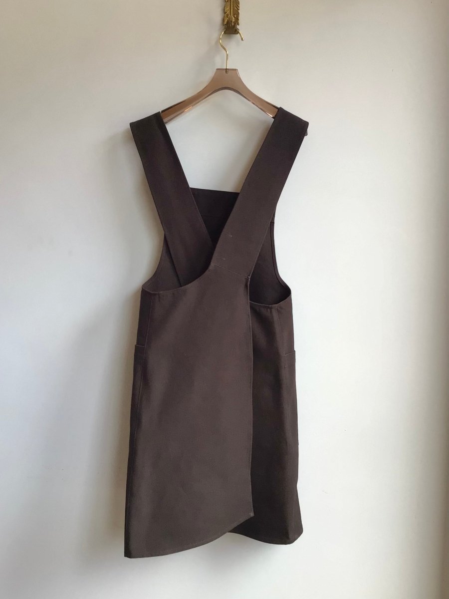 Peat Canvas Pinafore Apron w/ Patch Pockets - Made X Hudson